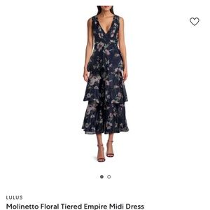 NWT Lulus Molinetto Floral Tiered Empire Midi Dress, size Small